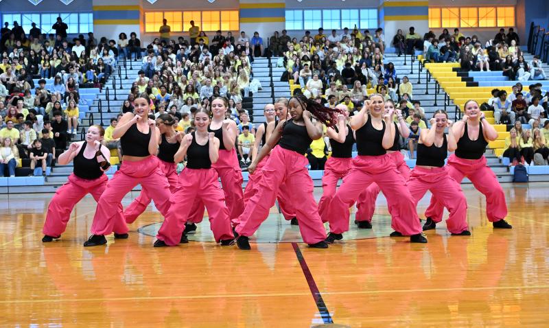 The Cape Dance team performs during the Friday afternoon pep rally.
