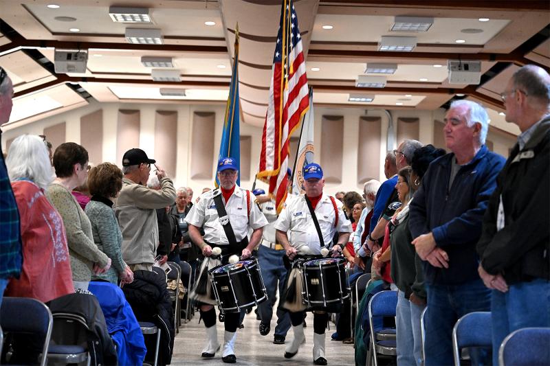 Mason Dixon VFW Post 7234 of Ocean View presents the colors to start the ceremony. TED PFIRRMANN PHOTOS