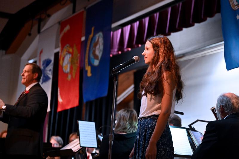 Dylenn Enright, 17, a student at Cape Henlopen High School, performs a vocal solo.