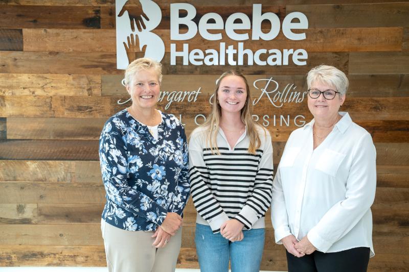 Scholarship presentation attendees shown are (l-r) Kay Young, Beebe Medical Foundation executive director of development; Caroline Maull, recipient; and Tracy Bell, school of nursing program coordinator. SUBMITTED PHOTO