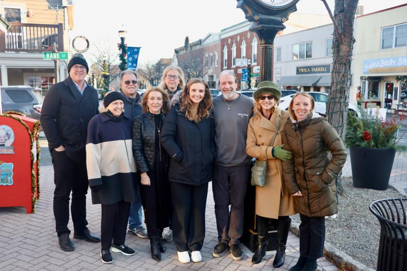 The Greater Lewes Foundation thanked business owners and elected officials for their support for the Fourth Street Preserve open space campaign at a gathering Dec. 5. Shown are (l-r) Sen. Russ Huxtable, D-Lewes; Chris Becker, Rose & Crown; Jim Ford, Fourth Street Preserve campaign chair; Lee Ann Wilkinson, Fourth Street Preserve campaign committee member; Jessica Lingo, Rose & Crown; Megan Talley and Bobby Belt, Striper Bites; Pam Costanzi, Fourth Street Preserve campaign manager; and Katy Ackerman, Lewes Lettering Co. Other restaurants that participated but not in photo include Lewes Oyster House, Bramble & Brine, Harbour, Half Full, Kindle, Touch of Italy, Agave and Nicola Pizza. BILL SHULL PHOTO