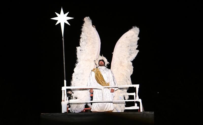 Aaron Mitchell portrayed the angel Gabriel looking over the nativity. Gabriel announced to Mary that she would give birth to Jesus.