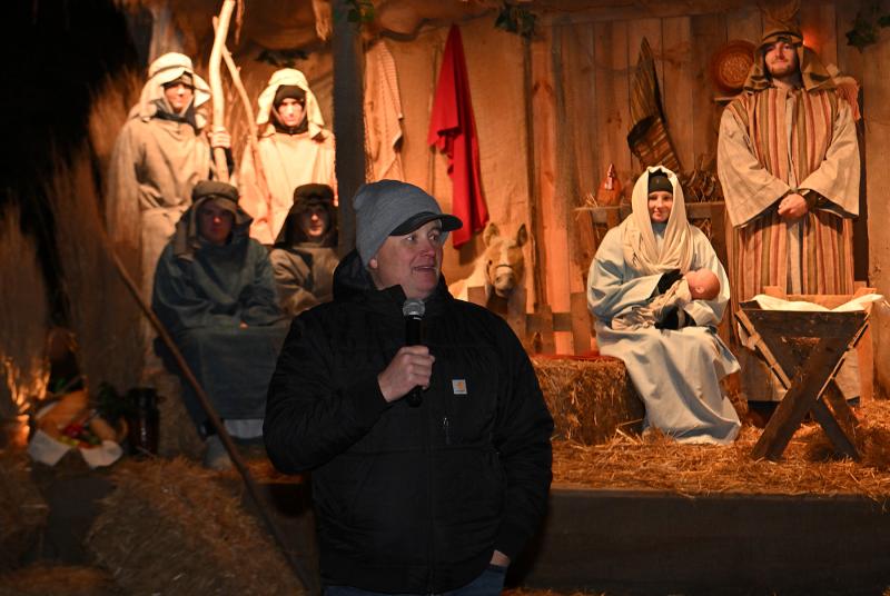 K.C. Conaway, one of the organizers of the living nativity, acted as emcee and gave prayers for those in attendance.