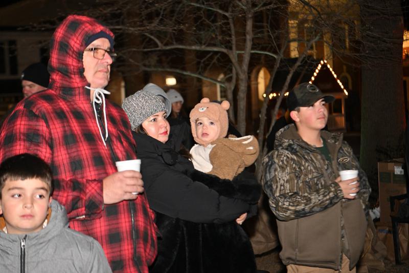 Enjoying the evening and hot chocolate was the Diakos family – Lucas, 8; Vasilios and Sonia; David, 1; and Victor, 12.