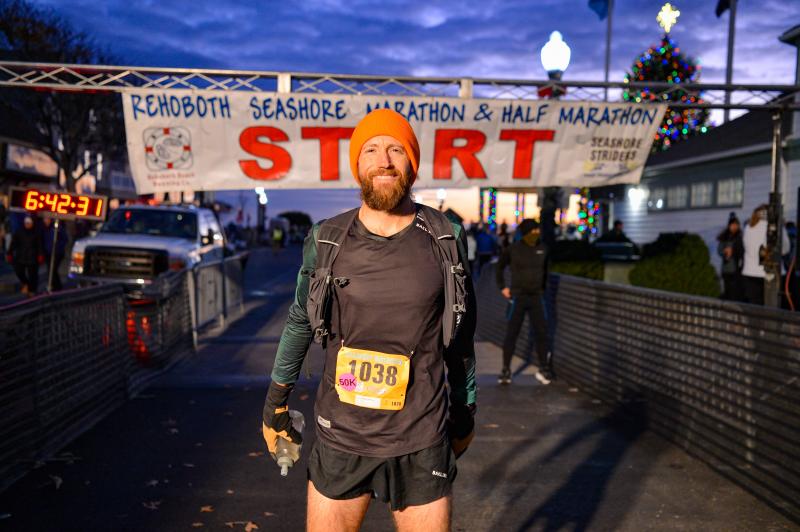 Mike Wardian is relaxed before he treks the trails for 50 kilometers.