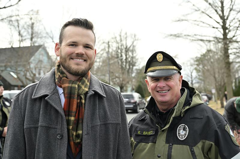 Rehoboth Beach City Manager Taylour Tedder, left, and Rehoboth Beach Police Chief Keith Banks attend the ceremony.