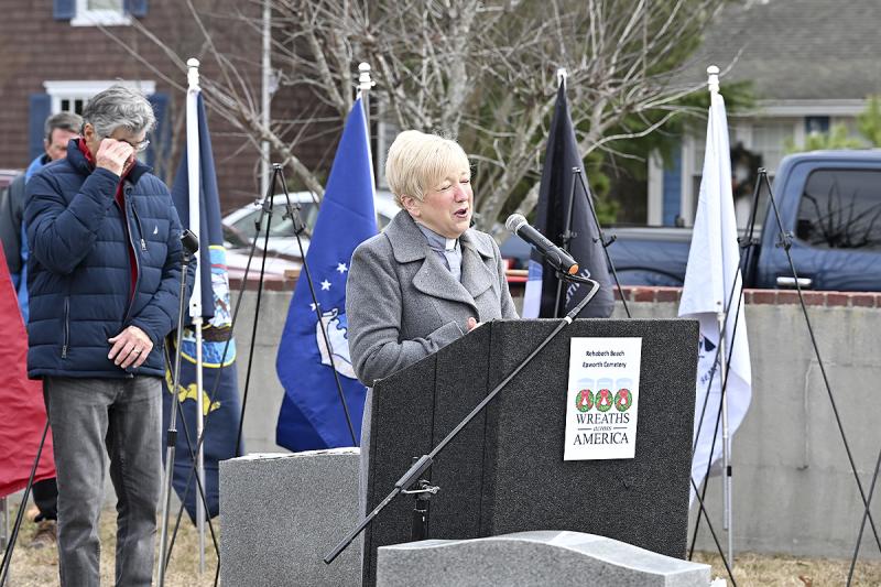 Pastor Vicki Gordy-Stith delivers the invocation.