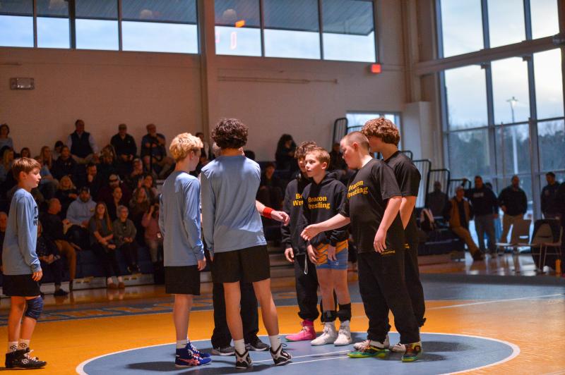 Captains meet before the Beacon versus Fred Thomas match. DAVE FREDERICK PHOTOS