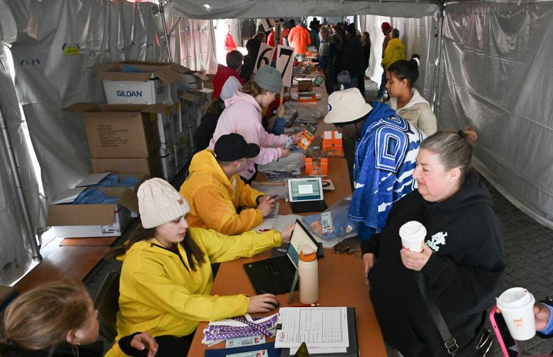 The registration booth was hopping with polar bears getting their information and hoodies.