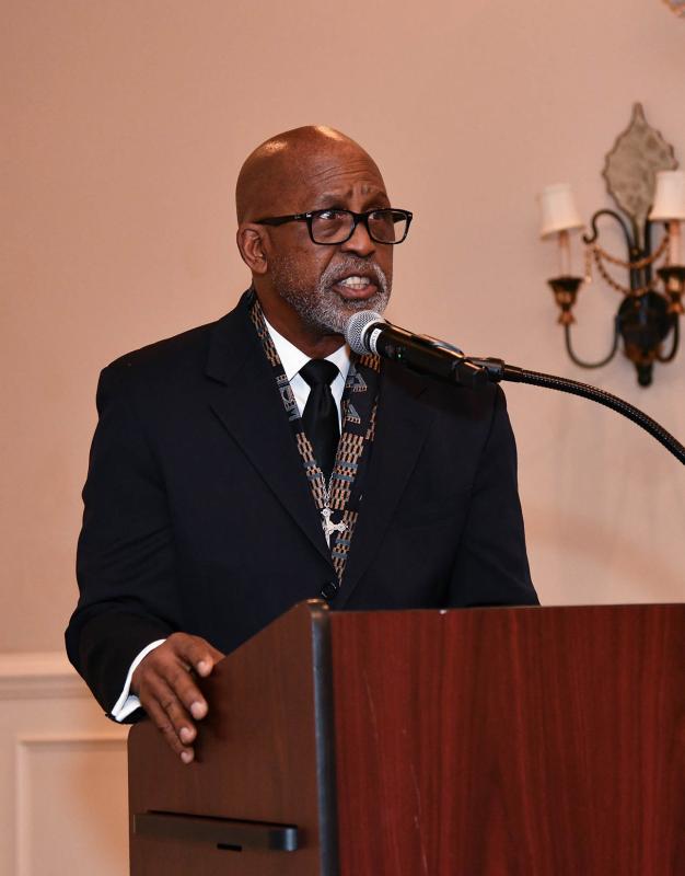 Emcee Russell Stevenson welcomes and addresses the crowd.