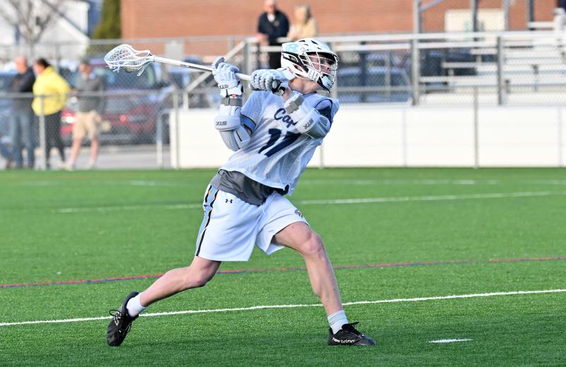 Cape junior Brenner Short shoots and scores one of his two goals in the victory.