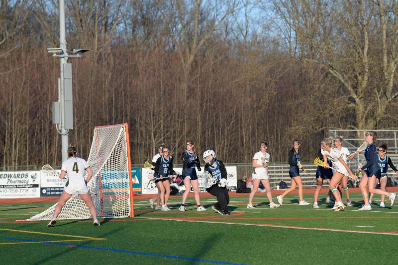 Abbey Schaeffer watches a shot sail by.