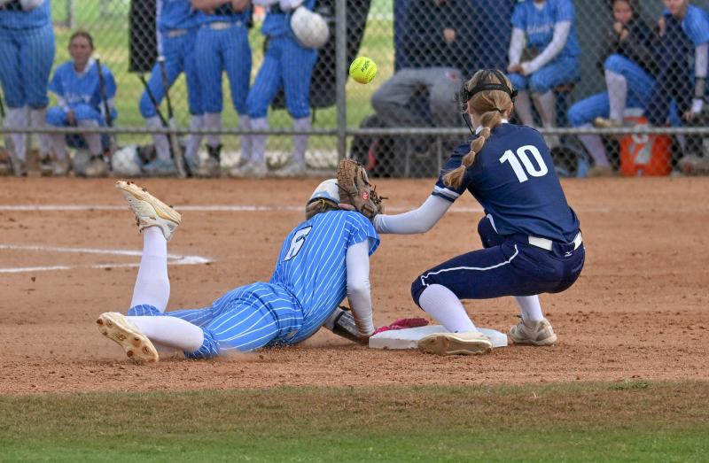 Ava Calciano slides safely into second for her 49th steal.