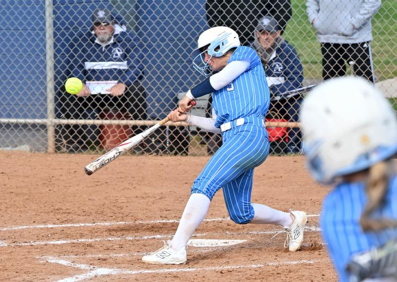 Cape senior second baseman Milena Buehler slams a hit.