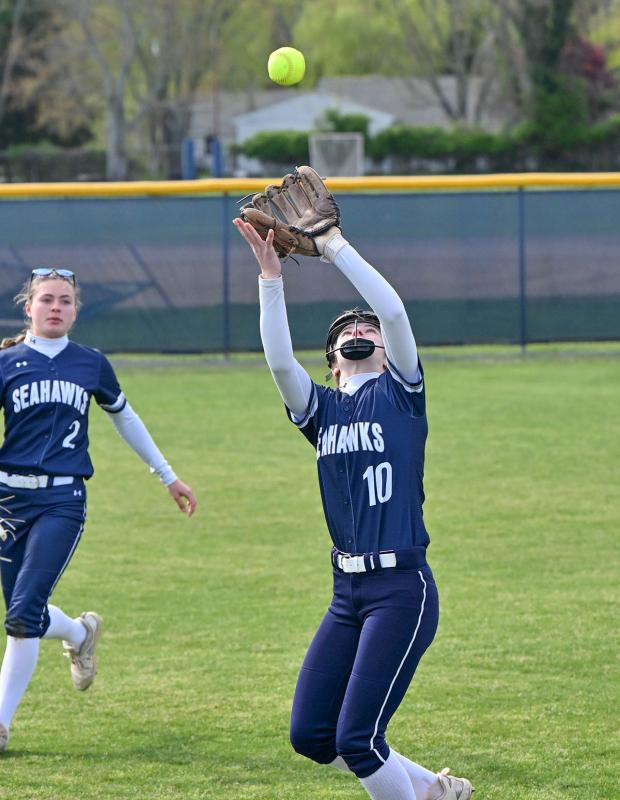 Seahawks eighth-grader Danica Bergh grabs a pop up at shortstop.