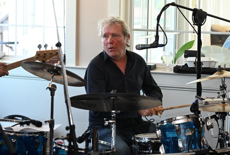 CCF board member and The Funsters drummer Ed Shockley pounds out the beat of a Shania Twain tune.
