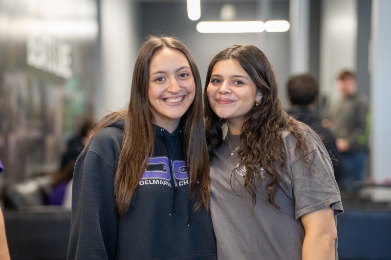 Delmarva Christian students Gracie Coffey, left, and Hailey Hess pause for a photo during Spiritual Emphasis Day activities at United Church in Milford. SUBMITTED PHOTOS