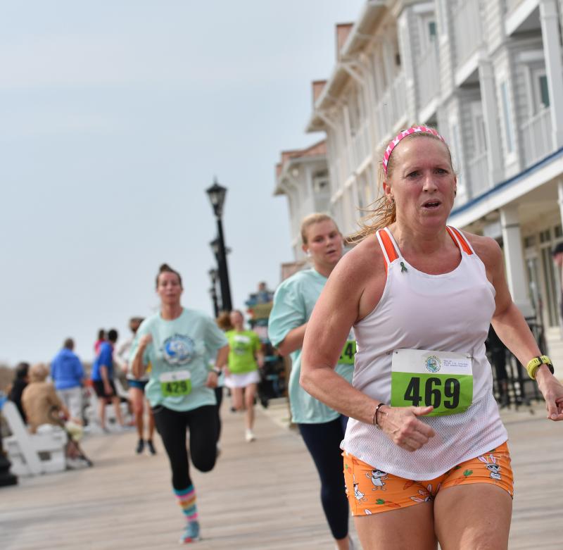 Jen Ward, 53, runs 26:47 in the Bunny Palooza 5K.