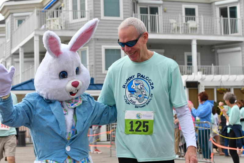 Lance Ernst, 65, of Ellicott City, Md., shares a smile with the Easter Bunny.