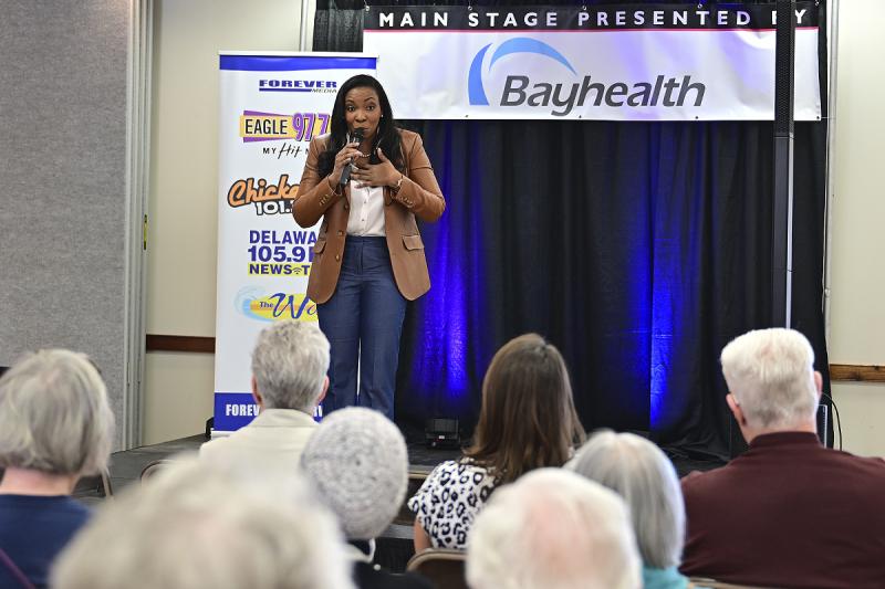 Dr. Allison Etinoff speaks to the crowd about how to motivate oneself. TED PFIRRMANN PHOTOS