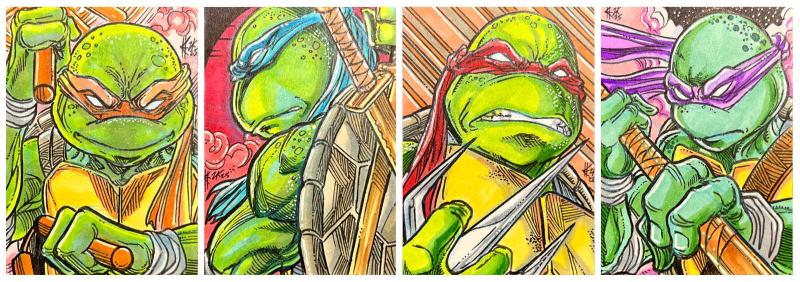 These Teenage Mutant Ninja Turtles art cards by Elvin A. Hernández are part of a current DCD Collects auction. SUBMITTED ART