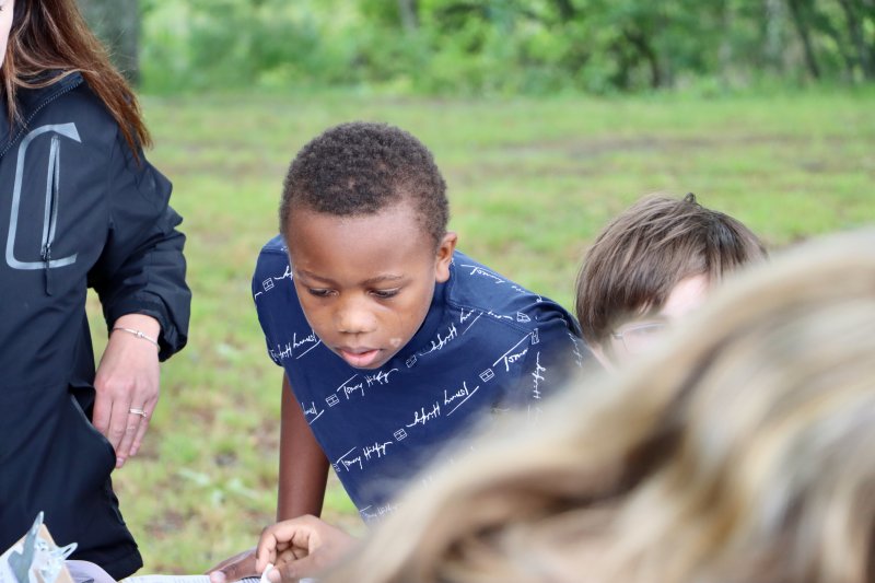 Javion Turnage focuses on examples of the aquatic life that were part of the workshop.