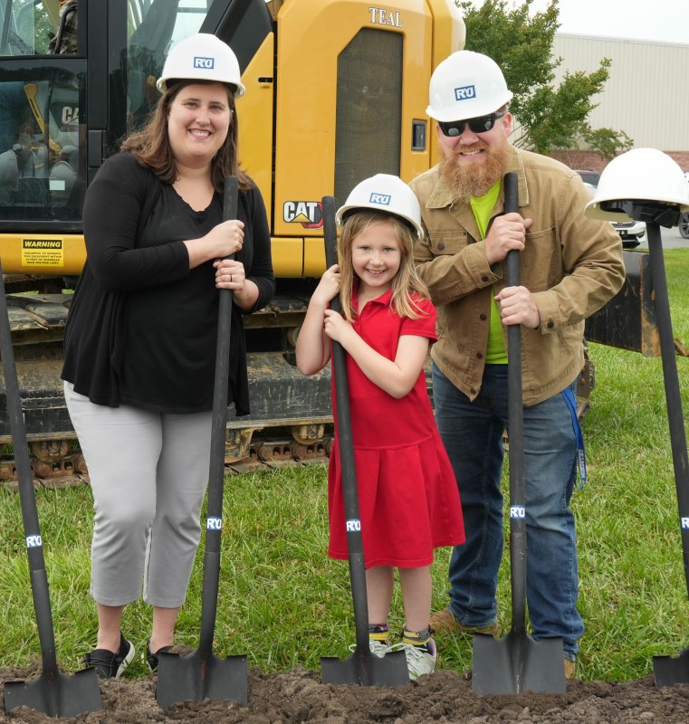 The Chappell family hold shovels at the groundbreaking ceremony. Shown (l-r) are Katie, who works at Delmarva Christian’s Milton campus; Rylee, a Delmarva Christian Elementary student; and David, who works at Delmarva Christian High School.