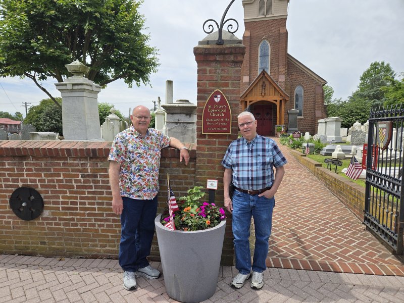 Jeff Whipple, left, and Scott Samples, art show co-chairs, stand in front of St. Peter's Episcopal Church. SUBMITTED PHOTOS
