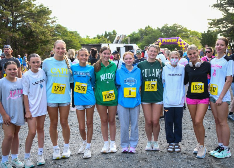 Supporting Team Reese at the annual Run for the Ribbon 5K June 1 are (l-r) Gabriella Gambino, Harlow Draper, Meredith Frederick, Linley Draper, Dilyla Rohls, Rylie Cathcart, Alex Ellis, Reese Cathcart, Bridgett Cole and Chloe DeForrest. DAVE FREDERICK PHOTOS