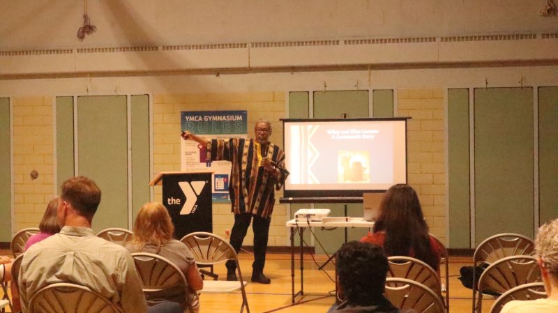 Joe Lawson, executive director of the Southern Delaware Alliance for Racial Justice, speaks at the Sussex Family YMCA Juneteenth celebration. GABRIELLE ZIEGLER PHOTOS