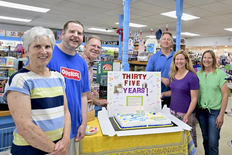 Celebrating the Kids’ Ketch anniversary are (l-r) Teresa Ford, Jake Ford, Jim Ford, Sandy Smyth, Laurie Smyth and Karin Laroche.