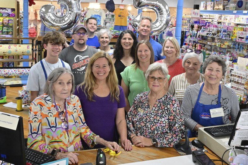 The gang’s all here! Celebrating 35 years in business in front are (l-r) Susan Curtis, Lori Smyth, Deborah Williams and Stephanie Creel. In the second row are Jack Louden, Karin Laroche and Gail Linden. In the third row are Ryan Kerr, Coleen Dowd and Joan Larusso. In the fourth row are Jake Ford, Teresa Ford and Sandy Smyth. TED PFIRRMANN PHOTOS