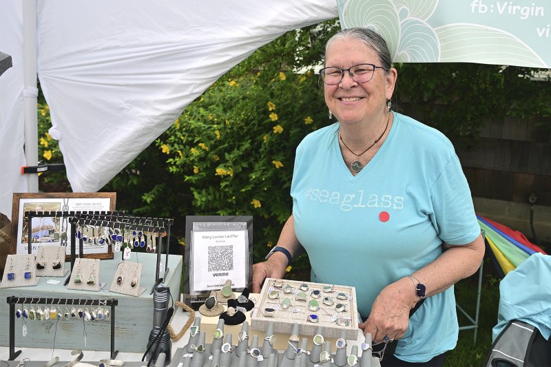 Mary Louise Lauffer of Virgin Sea Glass has a smile that welcomes.