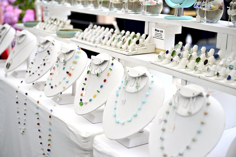 Bead Boutique shows off necklaces.