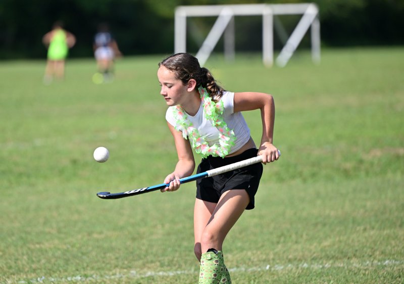 Nora Shelley works on ball control with an air dribble drill. It was also her 12th birthday.
