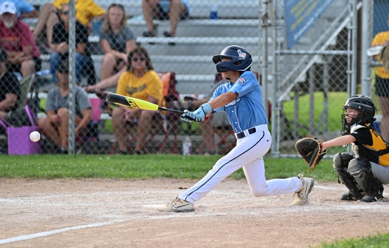 Bentley Jackson slams a hit for Lewes.