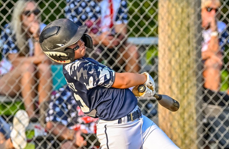 Jase DeLacy pounds one into left field for the Milton crew.