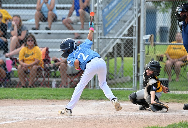 Lewes’ Owen Jackson avoids taking one on a Georgetown inside pitch.