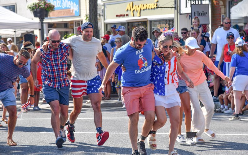 The adults got in on the fun during the three-legged race.