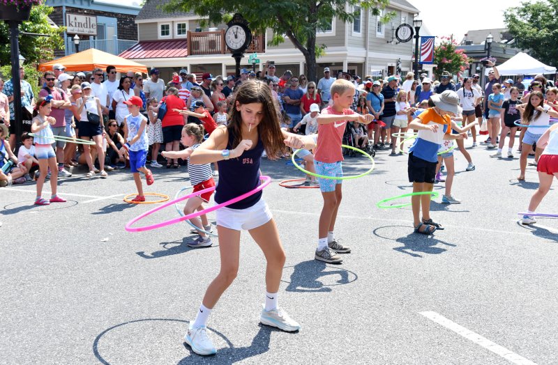 Cate Wooters, front, places in the top three for the Hula Hoop contest.