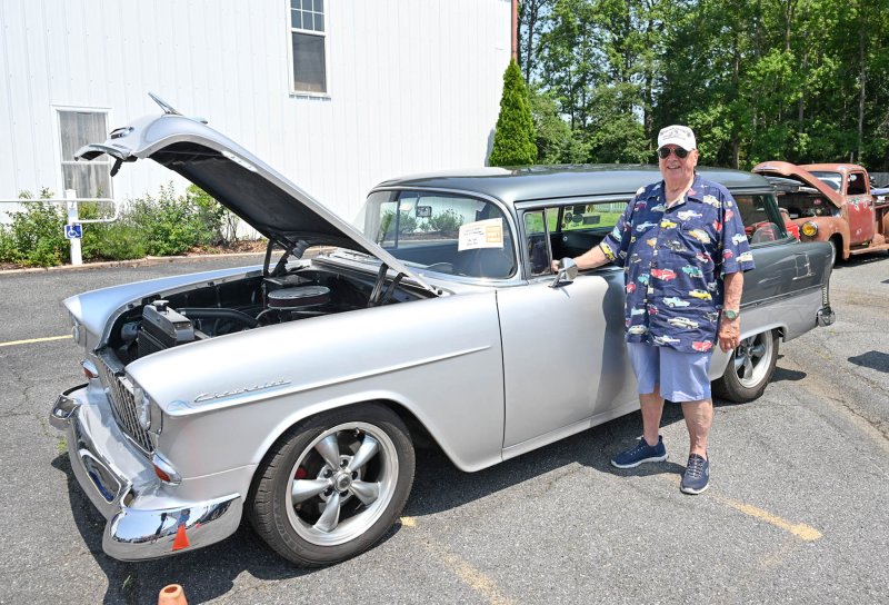Charlie Gears stands with his 1955 Chevrolet beauty.