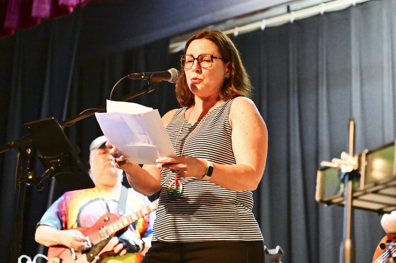 Rep. Claire Snyder-Hall, D-Rehoboth Beach, speaks to the event’s attendees about legislation that’s going through the General Assembly.