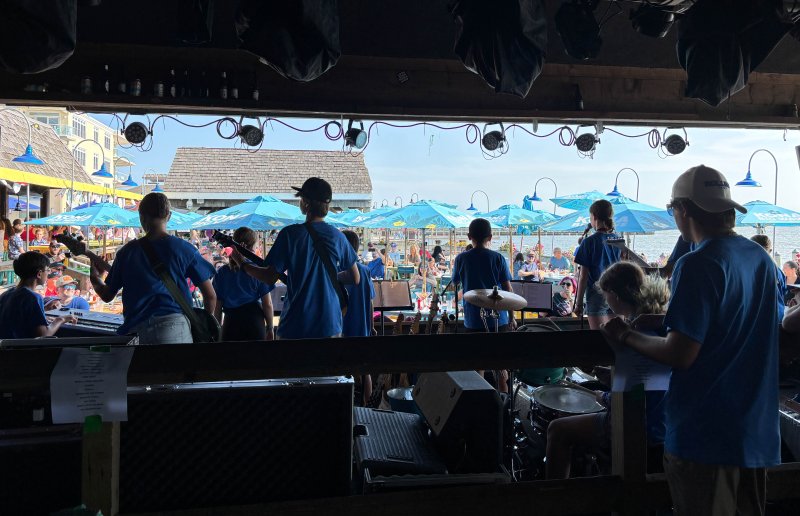 Most of the tables at the Rusty Rudder were full during the campers’ performance.