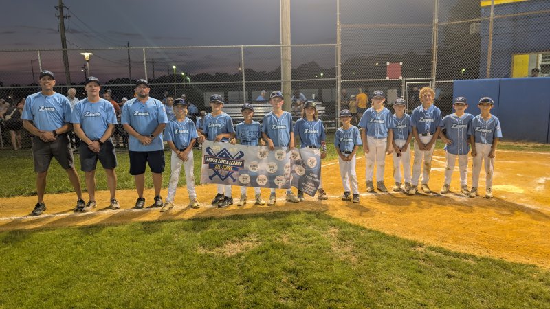Lewes dropped the first game of the tournament, but bounced back to win four in a row to reach the District 3 title game. Shown are (l-r) Patrick Jackson, Jeff Eanes, Scott Reynolds, Owen Jackson, Maxwell Bradshaw, Quinn Burkhardt, Jack Eanes, Austin Coulter, Conor Cleary, Renzo Lake, Shane Reynolds, Bentley Jackson, Joey Petito and Deacon Jones.