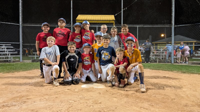 The Milton 8-10 Pat Knight team, referred to as the Miltons in dugout chants, is undefeated in the District 3 Pat Knight tournament. Shown in back are (l-r) Asher Johnson, Josh Brittingham, Huk O’Brien, Mason Pisapia, Luke Underwood, Parker Graves and Conor Williams. In front are Christopher “Ike” Underwood, Peyton Scisco, Rowen Duncan, Brantley Peterson, Dylan White, Dawson Libby and Landon Reber. AARON R. MUSHRUSH PHOTO