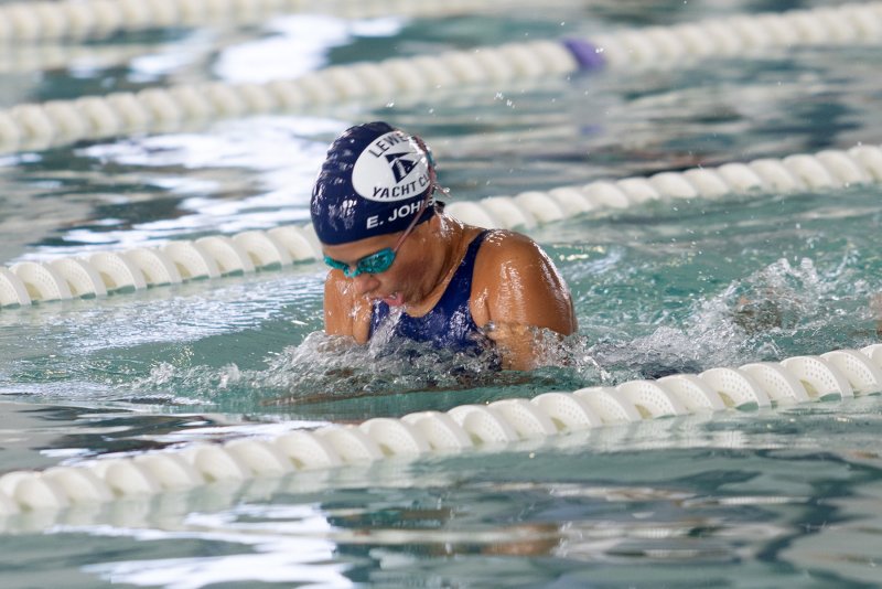 LYC’s Ella Johnson wins her heat in 50 breaststroke.
