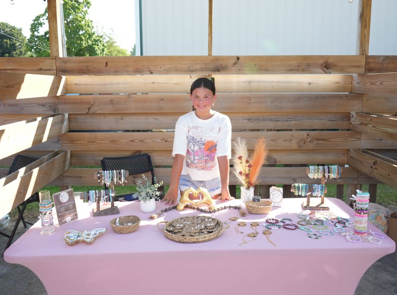 Sixth-grader Ella Chiappetta sells her handmade bead bracelets, necklaces, earrings, keychains and rings.