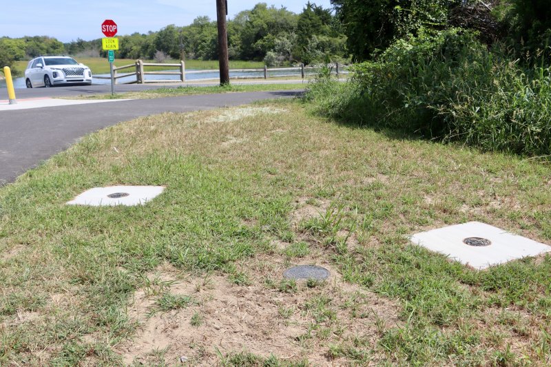 These access points on Gills Neck Road are a visible result of the new 16-inch canal crossing. The rest is underground and underwater. BPW also installed taps to provide water for future tree plantings and a possible water bottle filling station along the Lewes-Georgetown Trail.
BILL SHULL PHOTO