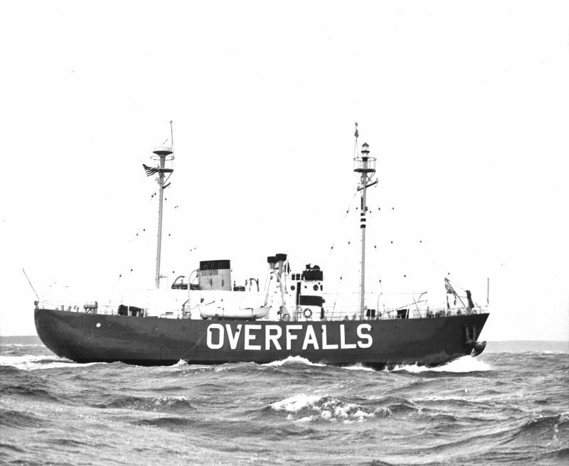 LV-101, a 102-foot self-propelled steel whaleback vessel, served the Overfalls station from 1926-51. SOURCE: U.S. COAST GUARD