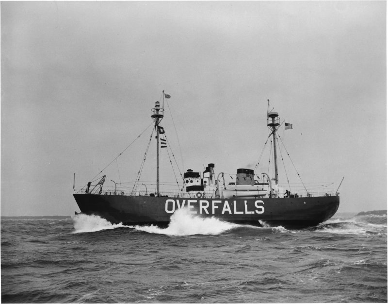 WLV-605, a 128-foot diesel-powered vessel, served the Overfalls station from 1951-60. SOURCE: U.S. LIGHTHOUSE SOCIETY
